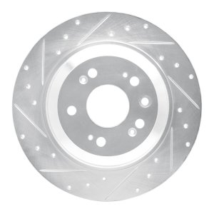 Acura TL Brake Rotor (1) - Rear Left - R1 Concepts - Drilled & Slotted - Silver - `09-`14